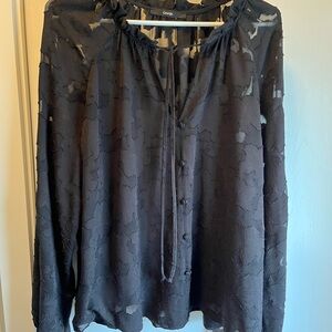 George Black Sheer Burnout Long-Sleeve Blouse